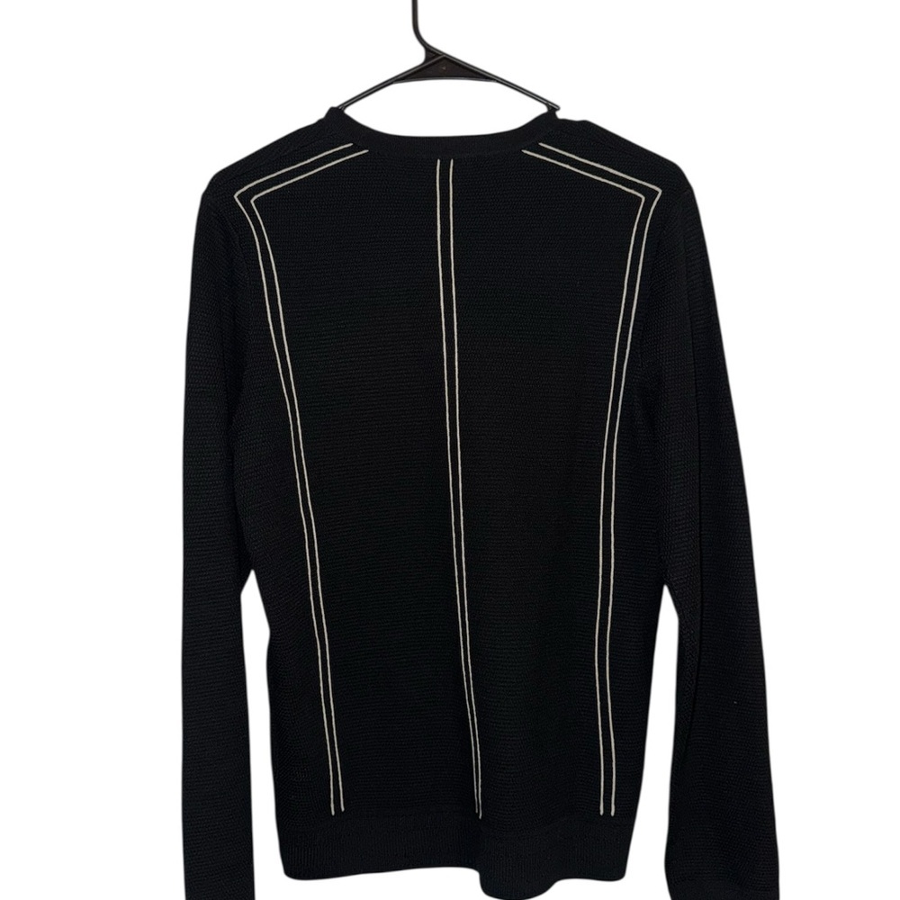 Murano Black Crewneck Sweater with White Stripes - Picture 2 of 7